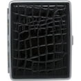 thumbnail image 1 of Black Faux Croco Leather Covered (Holds 20-100mm) Silver-tone Cigarette / Card Case QGM4999, 1 of 7