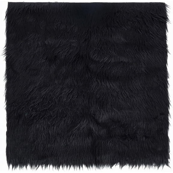 Black Faux Fur Fabric Soft Plush Shaggy Squares Pre-Cut Craft Fur Fabric