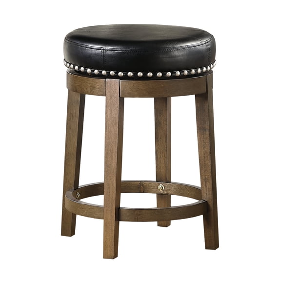 Black Faux Leather 2 - Piece Round Swivel Counter Stools / Provide Comfort in Dining Room