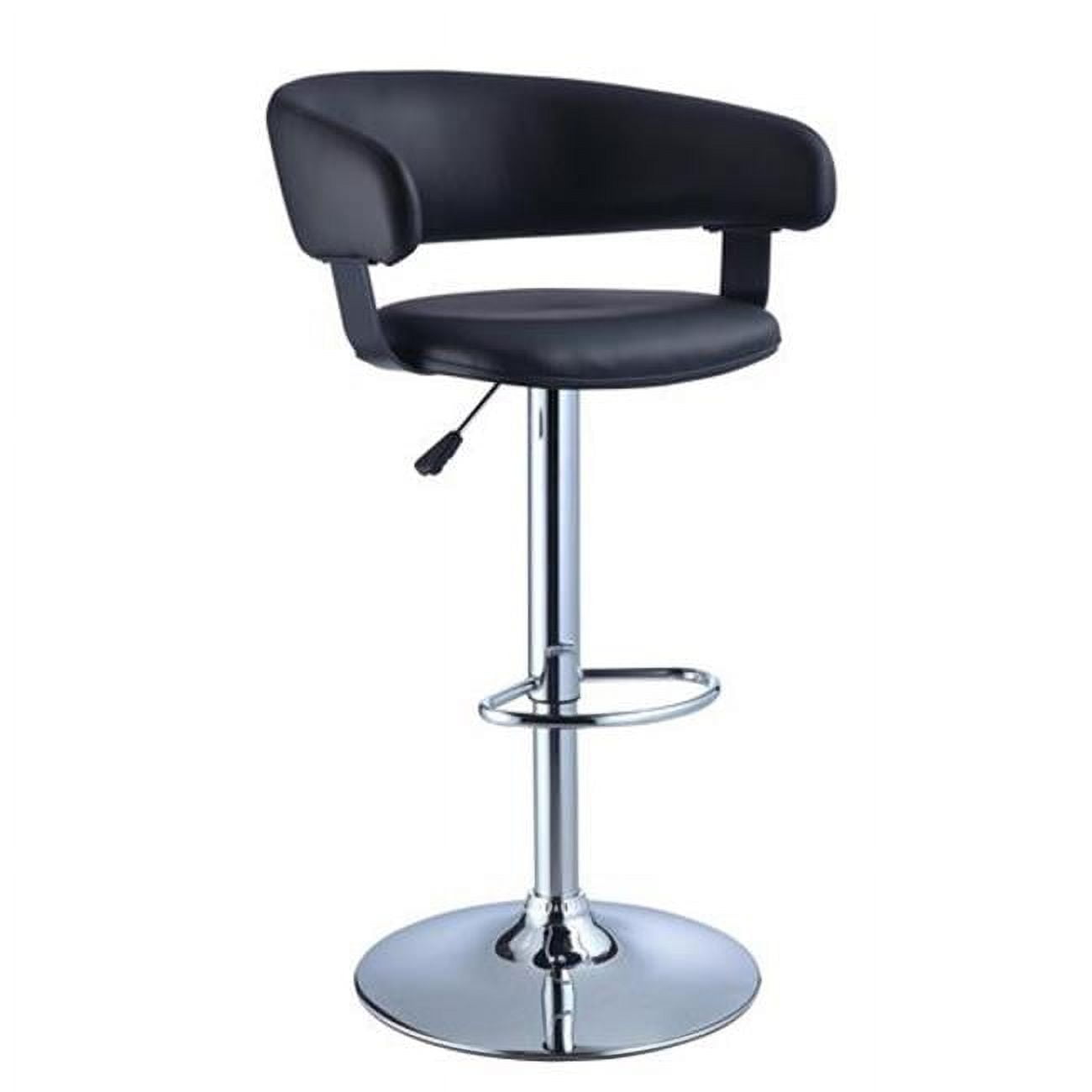 Powell Black Faux Leather Adjustable Swivel Bar Stool with Chrome Frame