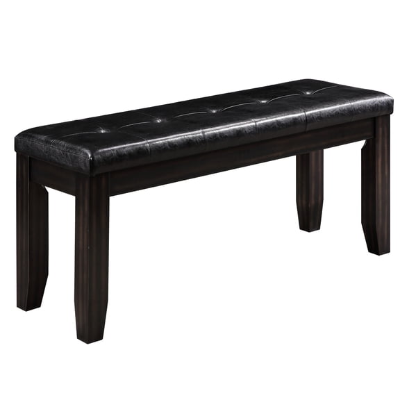 Black Faux Leather Bench with Sturdy Frame - Adds Sophistication to Space