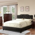 thumbnail image 1 of Black Faux Leather Full Size Bed 1pc Bedframe Tufted Headboard Plywood Slats Platform Bed Modern Bedroom Furniture, 1 of 3