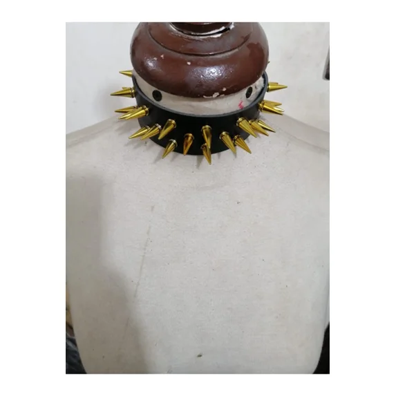 Faux Leather & Metallic Spike Choker
