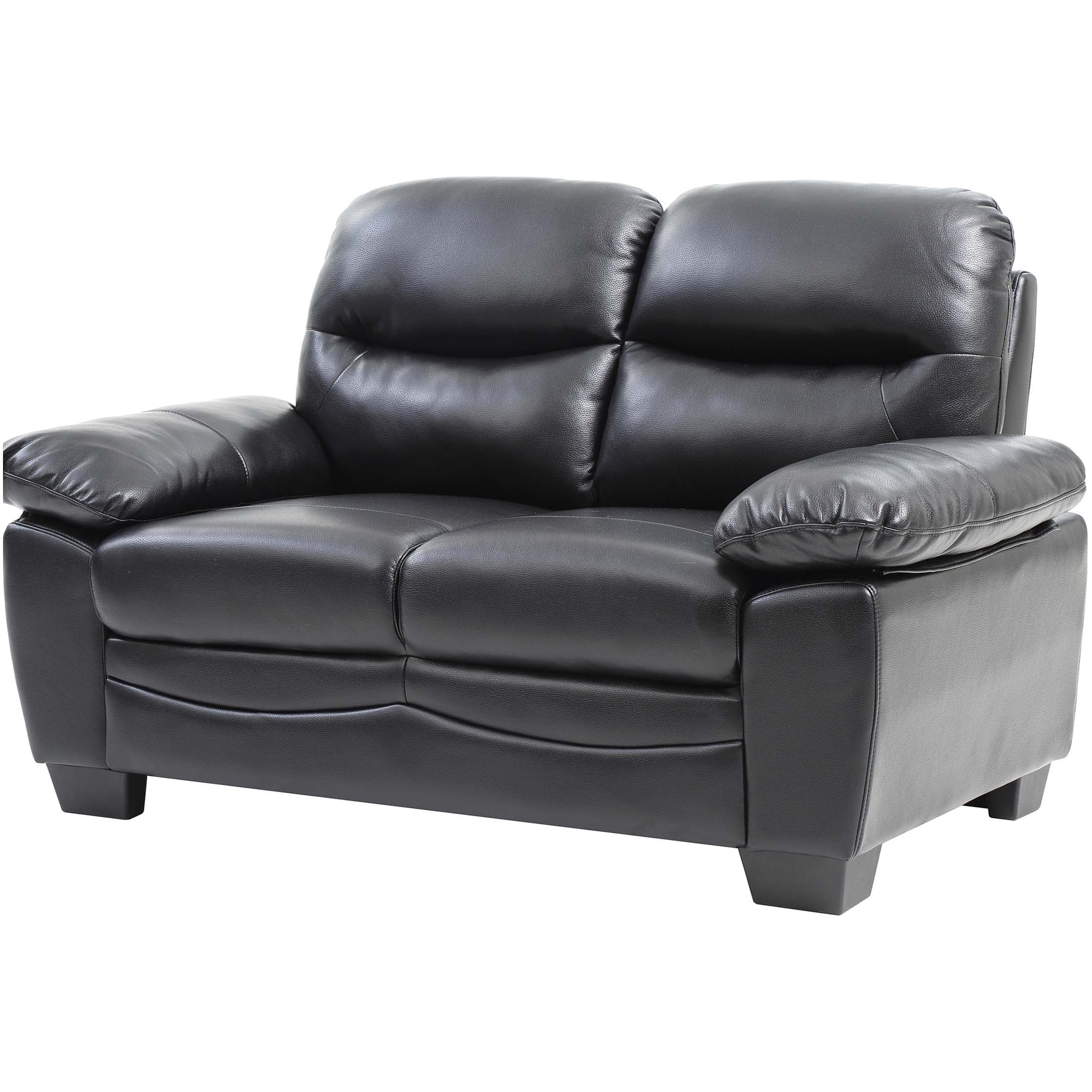 Black Faux Leather Loveseat Sofa for Small Spaces, Compact Two-Seater ...