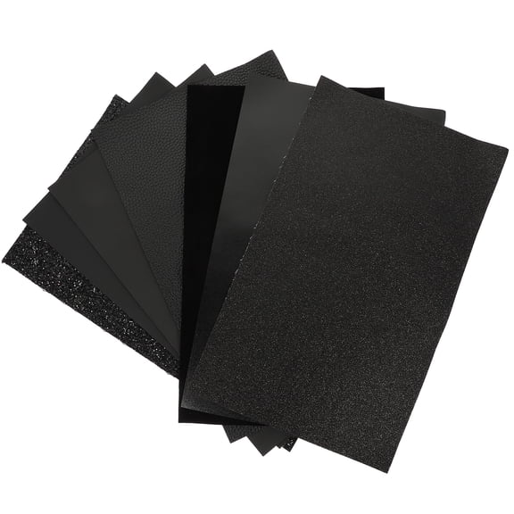 ifundom 7-Pack Black Rectangular PU Leatherette Sheets for Hand Sewing, Crafting, Projects and Uses