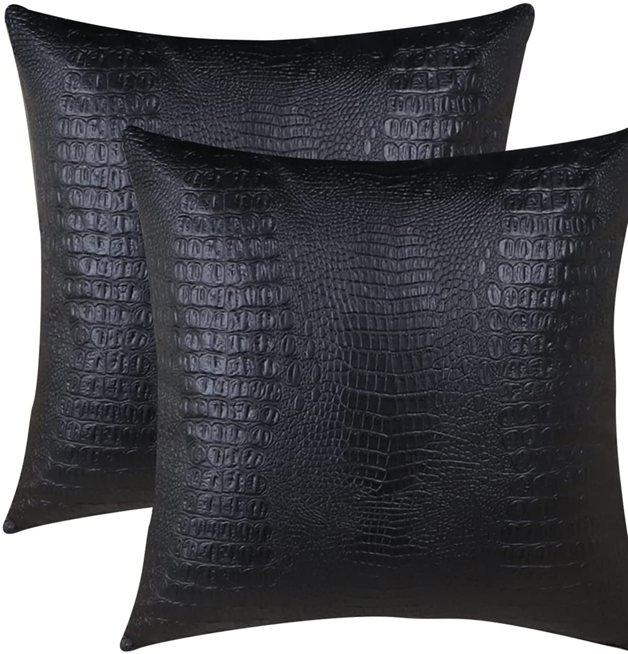 Black Faux Leather Pillow Covers 12 X 20 Inches, Black Snake Faux