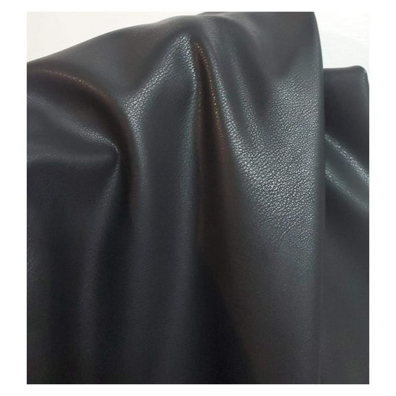 Black Faux PU (Peta Approved Vegan) Leather by The Yard Synthetic Pleather 0.7 mm Nappa Yards Garment Weight Smooth Upholstery (Black Stretch Lightweight, 5 Yard (180"x54"))