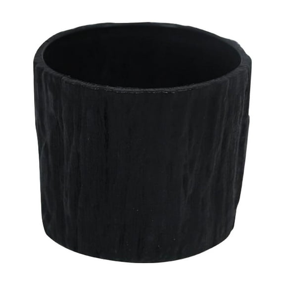 Black Faux Tree Bark Flower Pot Plastic Planter For Succulents Herbs Cactus Indoor Outdoor Plant Container Small Size 10Cm Diameter 11Cm Height Lightweight And Easy To Move Resin Material