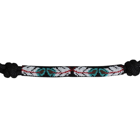 Black Feather Beaded Rope Halter 10` Lead