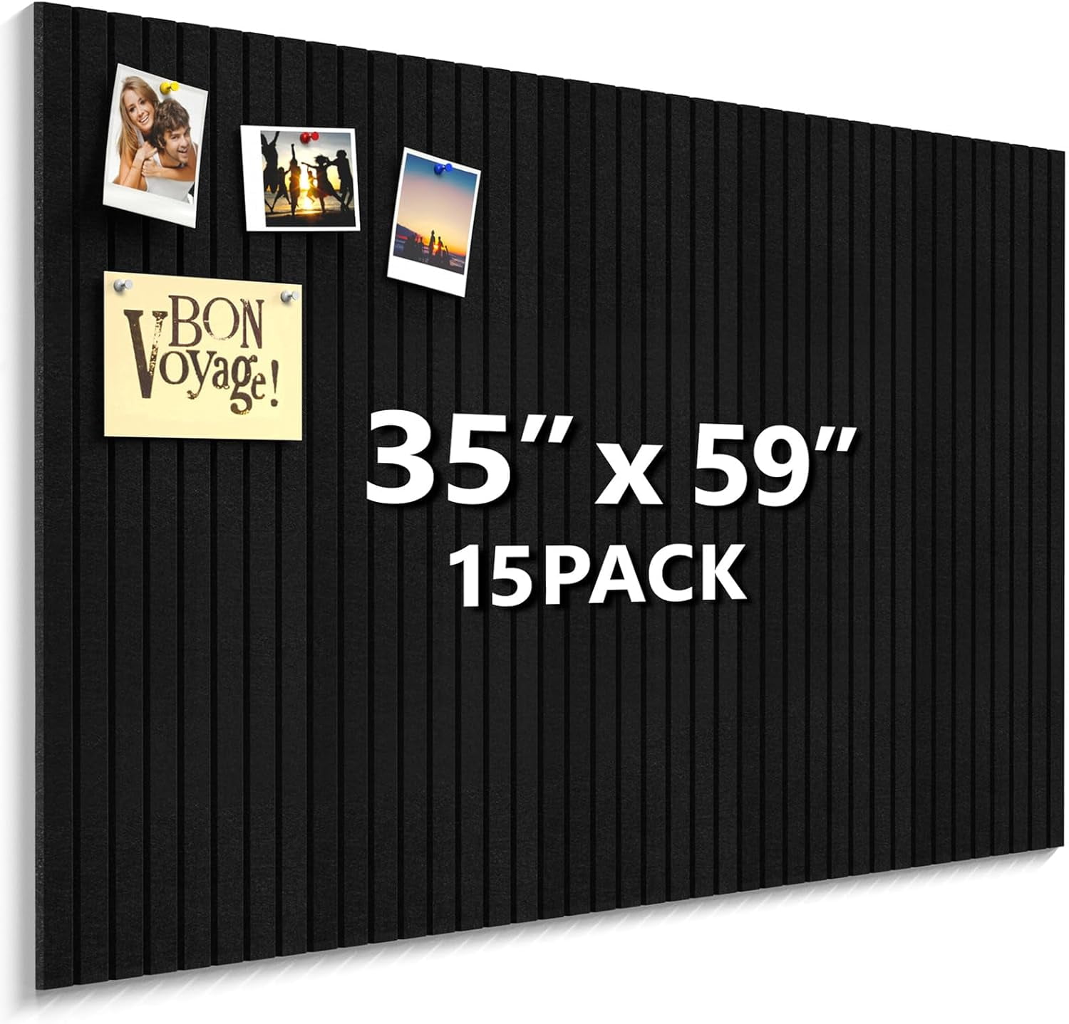 Black Felt Board 59" x 36", Large Cork Board for Wall, Felt Wall Tiles 15 Pack, Bulletin Boards for Office, Home, Wall Decor, Pin Boards for Walls