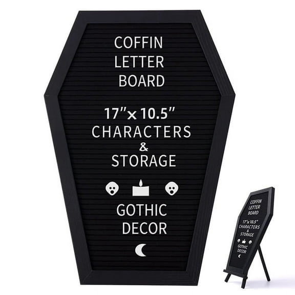 Black Felt Board, Gothic Message Board Office Home Decor Board with 340 White Changeable Characters