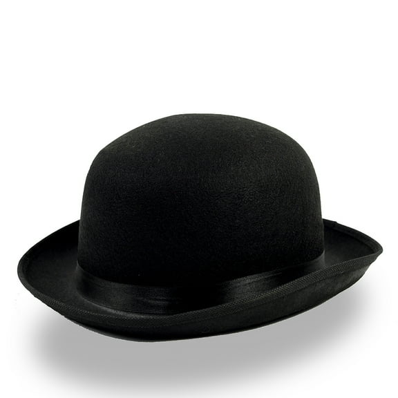 Steampunk Bowler Derby Hat Black Felt Victorian Brim Cap Movie Prop Costume Accessory