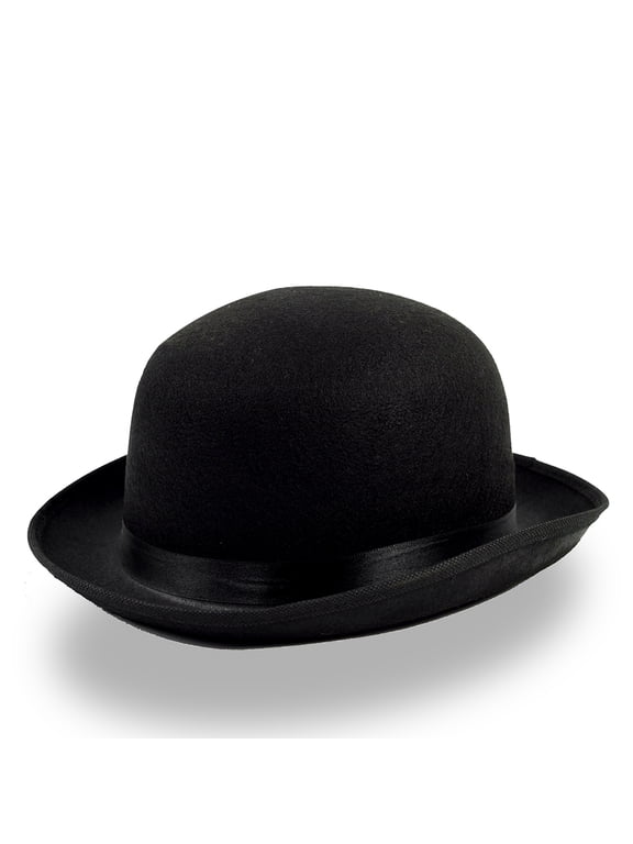 Steampunk Bowler Derby Hat Black Felt Victorian Brim Cap Movie Prop Costume Accessory