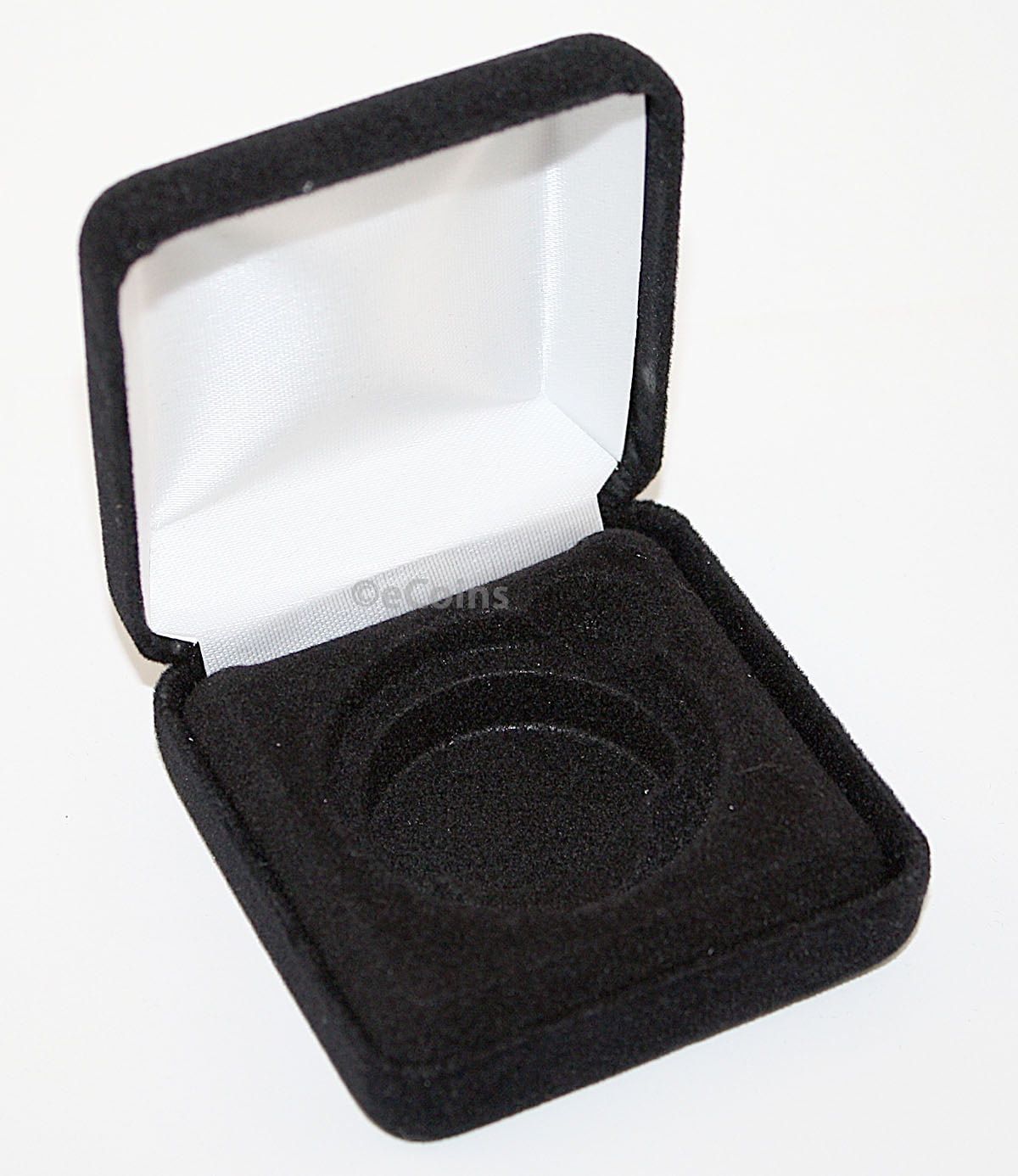 Black Felt Metal Coin Display Gift Box with White Sateen Interior