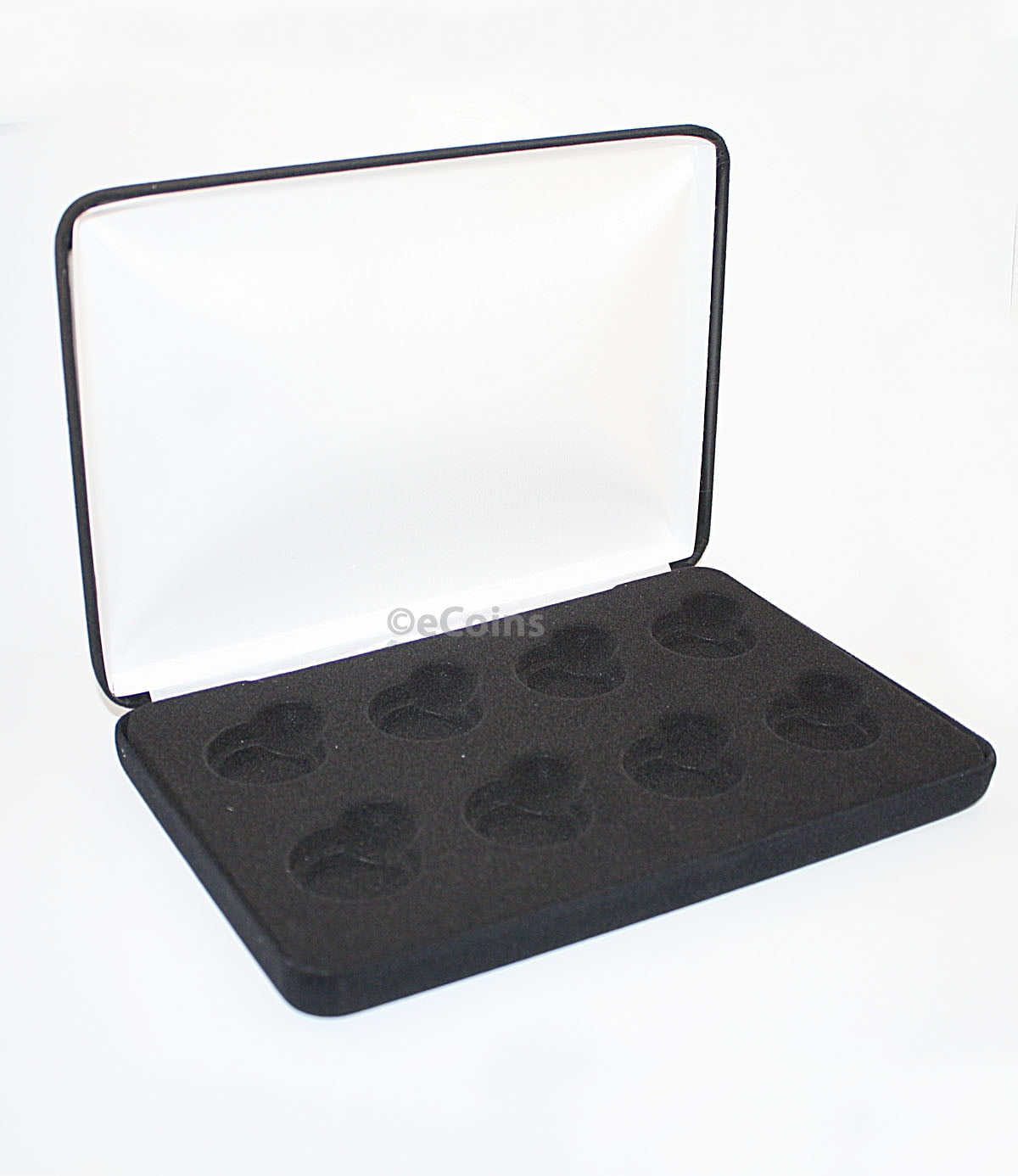 Black Felt COIN DISPLAY GIFT METAL DELUXE PLUSH BOX holds 8-Half Dollars US JFK