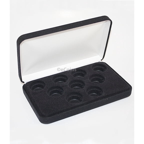 Black Felt COIN DISPLAY GIFT METAL PLUSH BOX holds 9-Quarters or Presidential $1