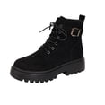 thumbnail image 1 of Black Female Boots With Lace-Up Design And Chunky Heel For A Trendy British Inspired Style, 1 of 9