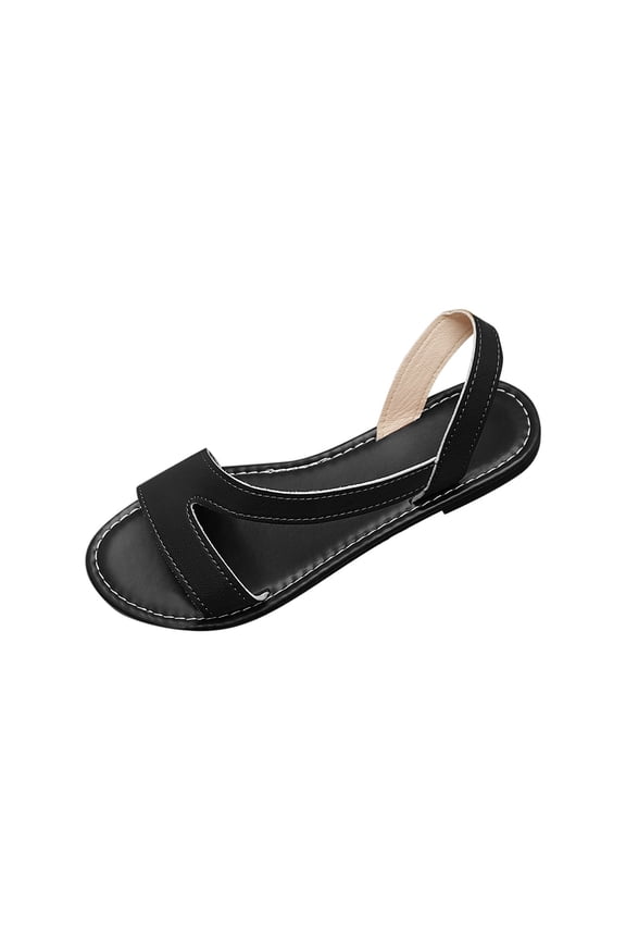 Black Female Casual Footwear With Open Toe And Round Toe For Easy Wear And Breathability