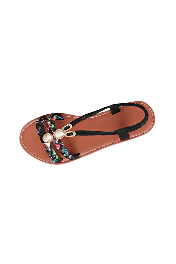 Black Female Casual Round Head Comfy Sandals, 1 Cm Heel For Everyday Comfort Casual Fun