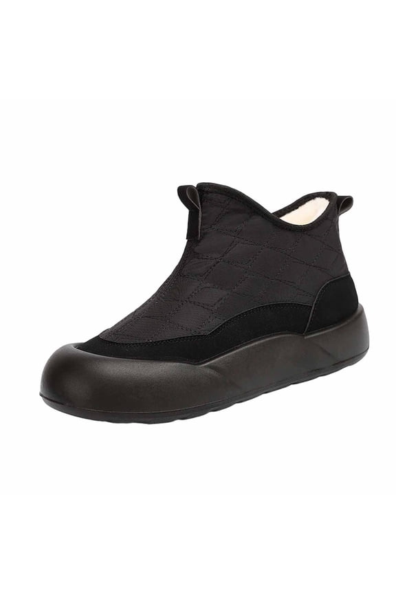 Black Female Comfortable Winter Boots With Solid Color And Round Toe For Winter