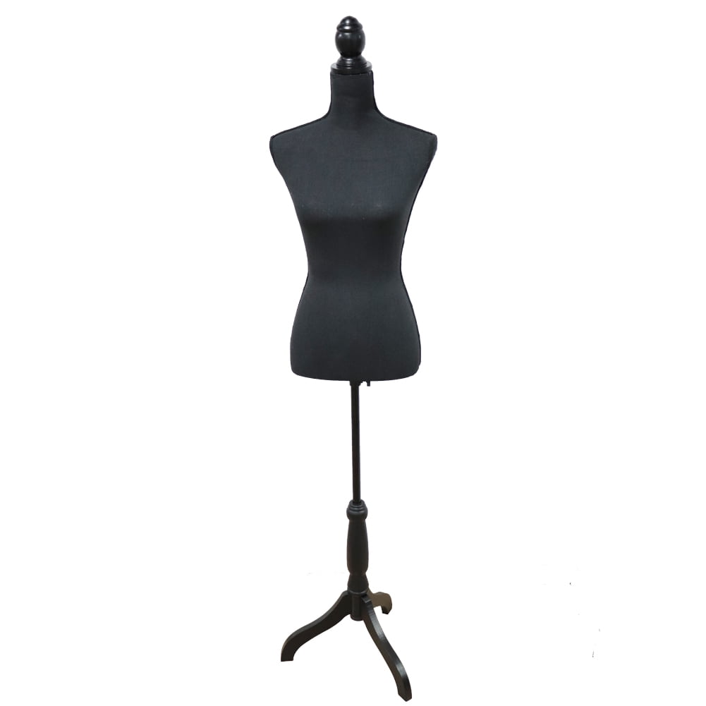 Black Female Dress Form Torso Mannequin Tripod Stand Dress Jewelry Display