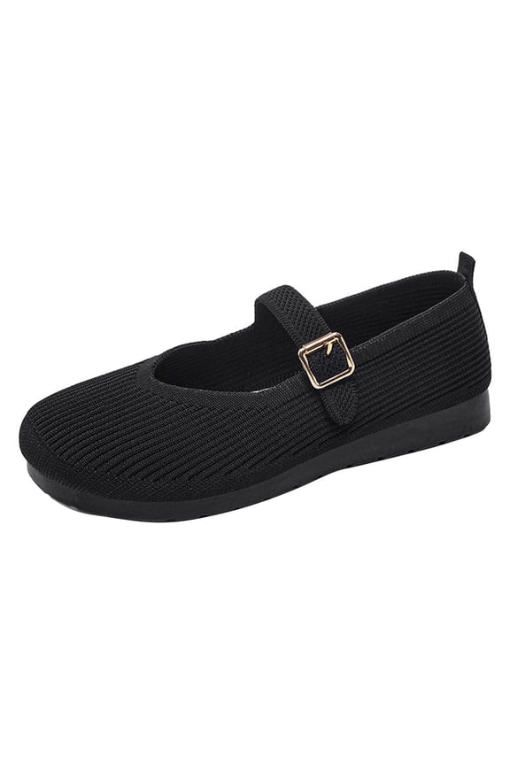 Black Female Elegant Flat Shoes With Ventilated Design And Supportive Sole For Leisure Activities