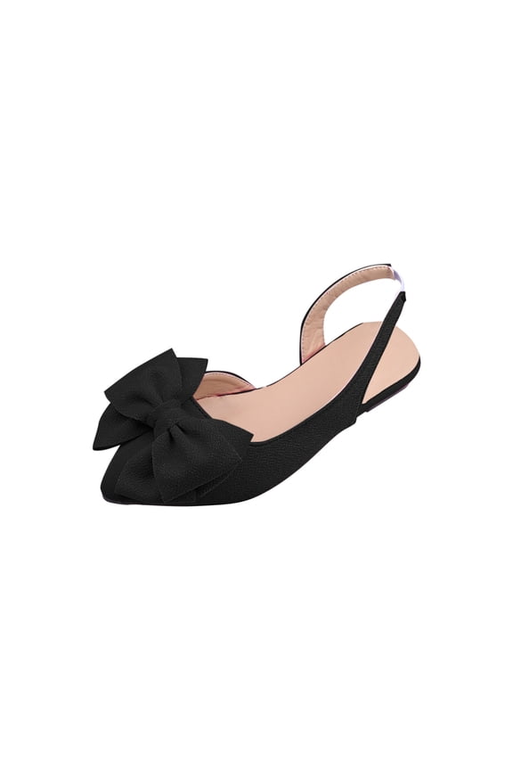 Black Female Everyday Footwear, Elastic Back With A Pointed Toe For Easy Wear In Warm Weather