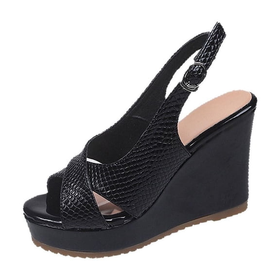 Black Female Fashion Sandals With Fish Mouth And One Line Buckle For Stylish Looks