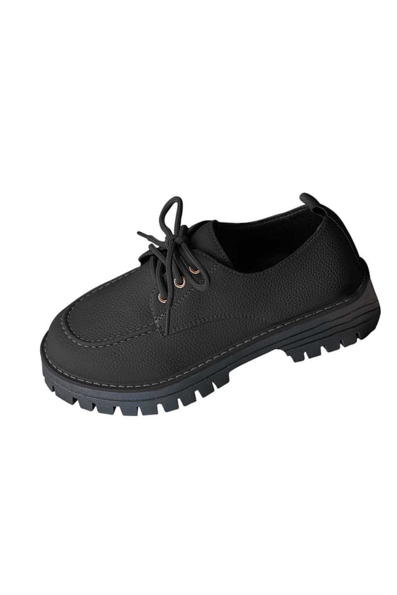 Black Female Fashion Shoes With Thick Bottom And Mid Heel For Comfortable Activities