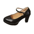 thumbnail image 1 of Black Female Fashionable High Heel Shoes With Round Toe Thick Heel For Everyday, 1 of 7