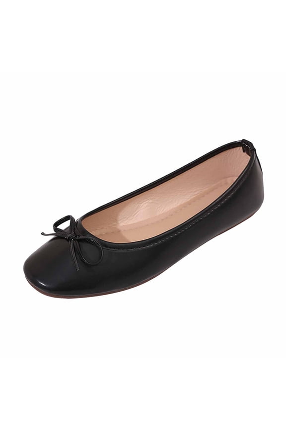 Black Female Lightweight Flat Shoes With Round Toe For Seasonal Wear And Leisure Comfort Pu Footwear 2026