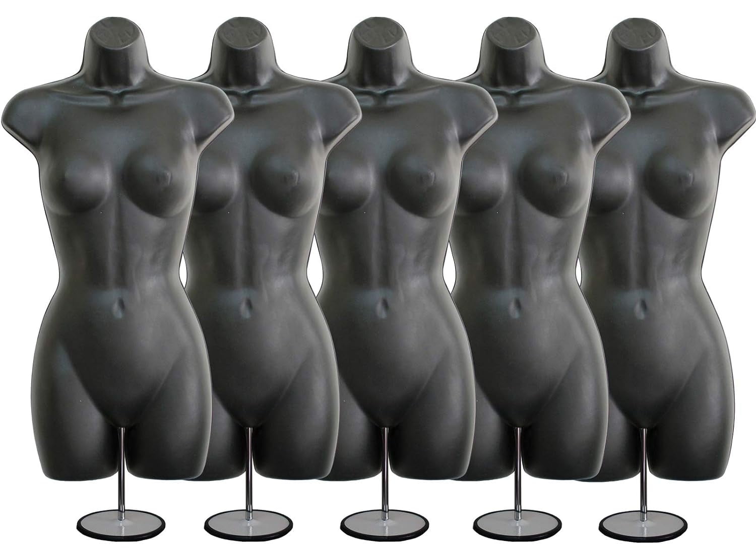 Black Female Mannequin Hip Long Hollow Back Body Torso Set w/Metal Stand with Metal Pole & Hanging Hook, S-M Size (5)