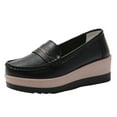 thumbnail image 1 of Black Female Platform Shoes With Wedge Heel Breathable Round Toe Comfortable For Daily Use, 1 of 9