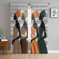 thumbnail image 1 of Black Female Sheer Curtains 63 Inch Length 2 Panels Set for Living Room/Bedroom, African Women Geometric Abstract Art Semi Curtain Sheers Drapes Rod Pocket Curtains Window Treatment Set 52''x63''x2, 1 of 7
