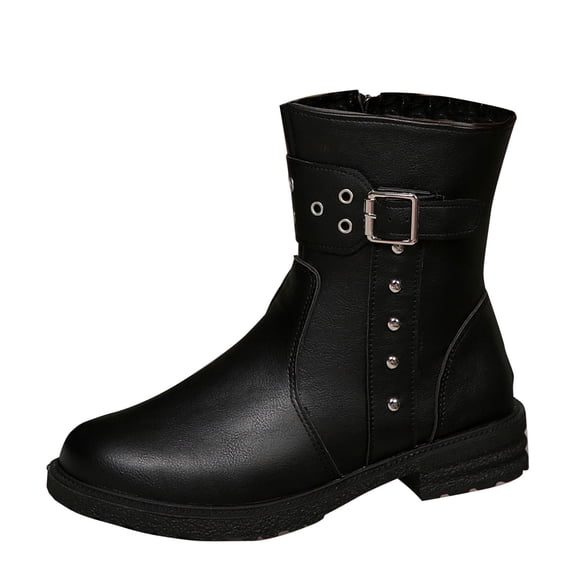 Black Female Stylish Casual Versatile Pointed British Style Boots With Low Heel Pointed Side Zipper Fashion Design And Secure Fit