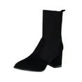 thumbnail image 1 of Black Female Suede Ankle Boots With Thick Heel And Platform For A Unique Autumn Winter Ensemble, 1 of 8