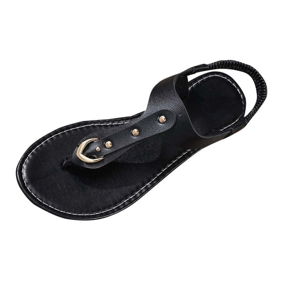 Black Female Trendy Spring Summer Flat Sandals For Outdoor Fun And Supportive Design