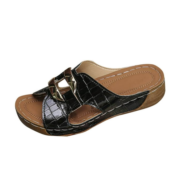 Black Feminescent Powerful Spring Summer Footwear Roman Style Breathable Thick Soled Beach Perfect For Weightlifting And Strength