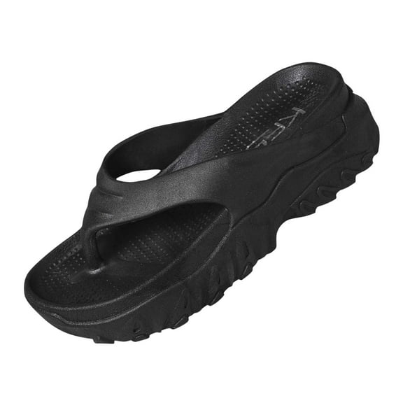 Black Feminine Everyday Sandals Featuring Thick Sole Clip Toe Construction And Comfortable Wedge Heel For Spring Summer