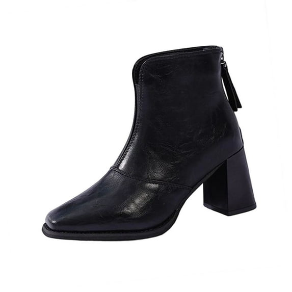 Black Feminine Fashion Ankle Boots Pointed Toe Zipper Back Style High Heel Comfortable For Daily Use Cozy For Long Hours Wear