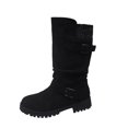 thumbnail image 1 of Black Feminine Mid Calf Boots With Buckle Detail Round Toe And Heel For Winter Wear Comfortable And Stylish, 1 of 9