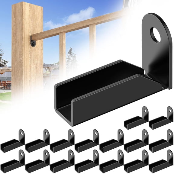 Black Fence Mounting Bracket for 1" x 1" Square Rails, Carbon Steel Square Tube Rail Bracket, Fence Panel Internal Connector, No Screws, 16 Packs