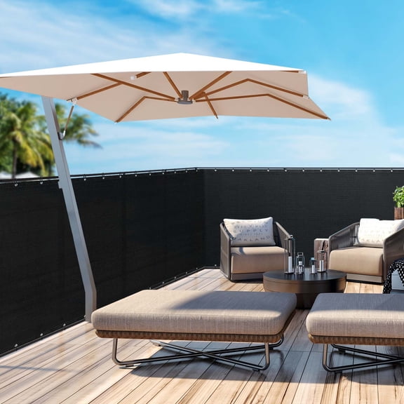 Black Fence Privacy Screen with Binding and Grommets Durable Suitable for Commercial and Residential 90% Blocking Cable Zipper Tie（70"X590"）