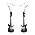 thumbnail image 1 of Black Fender Guitar Earring Earrings Acrylic Long Hair Music Metal Shred Passion Love Dangle Thrash Goth Punk Style Emo (BFender), 1 of 4