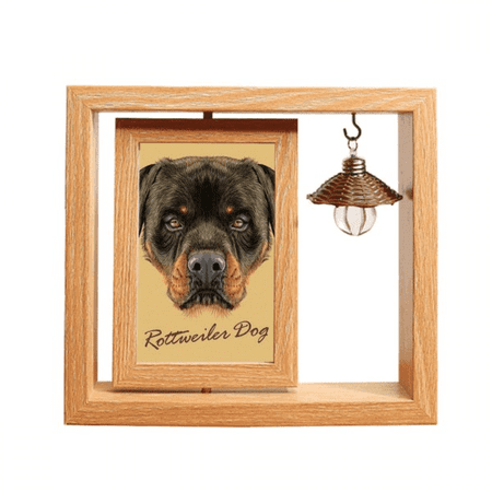 Black Ferocious Rottweiler Dog Pet Animal Wooden Rotating Picture Photo Frame 4x6