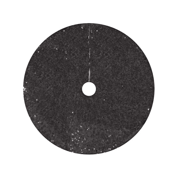 Black Festive Tree Skirt With Sequin And Velvet 24 Inches For Christmas Decor