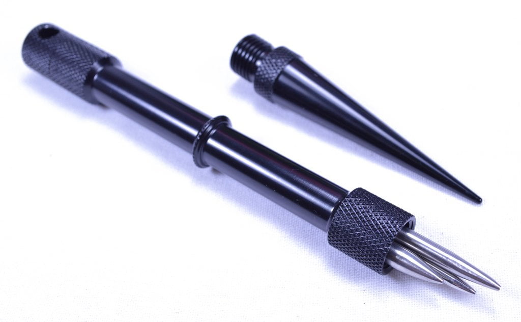 Black Fid-Loaded Marlin Spike Tightening Tool for Paracord and Leather Work - Comes with 3 Fids Inside