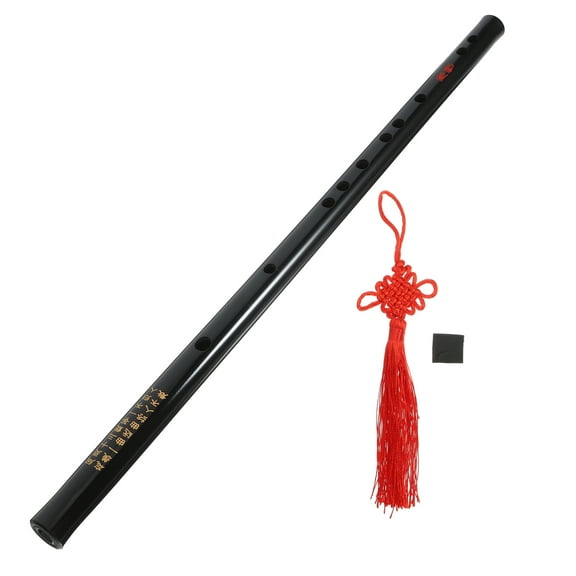 Black Bamboo Flute with Tassels Chinese Traditional Musical Instrument