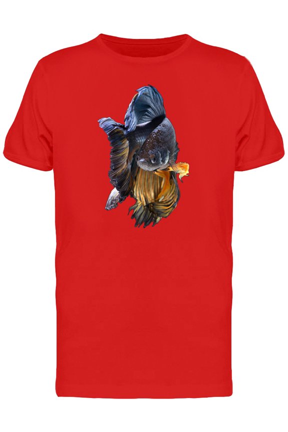 Black Fighting Betta Fish T-Shirt Men -Image by Shutterstock, Male Large