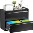 Black File 3 Drawer Mobile File with Lock and Wheels